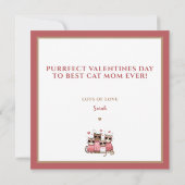 かわいい猫バレンタインデーのカード猫ママピンク カード (裏面)