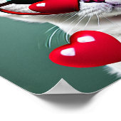 かわいい猫バレンタインデーハートズグラスデジタル ポスター (角)