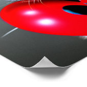 かわいい猫バレンタインデーハートブラックグラスアート ポスター (角)