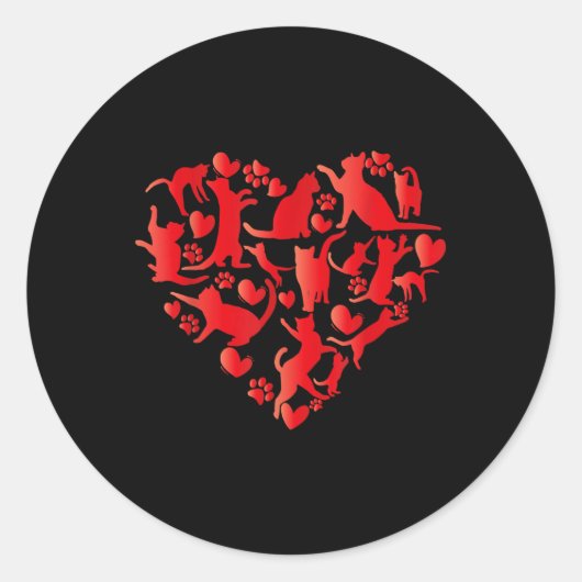 かわいい猫バレンタインデー猫ラブハートハッピーメバード ラウンドシール (正面)