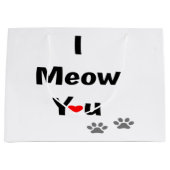 かわいい猫バレンタインラブデザイン ラージペーパーバッグ (正面)