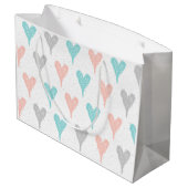 かわいい猫バレンタインラブデザイン ラージペーパーバッグ (裏面アングル)