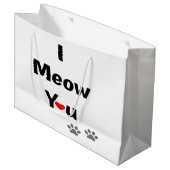 かわいい猫バレンタインラブデザイン ラージペーパーバッグ (正面アングル)