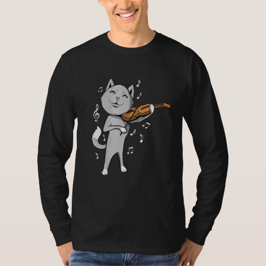 かわいい猫バ遊イオリンバイオリンバイオリン Tシャツ (正面)