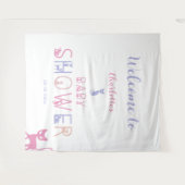 かわいい猫パステル色ベビーシャワーウェルカムバックドロップ タペストリー (正面(横))