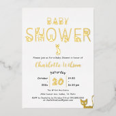 かわいい猫パステル色ベビーシャワー 箔招待状 (正面)