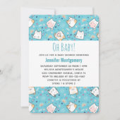 かわいい猫パタお洒落ン赤ちゃんシャワー 招待状 (正面)