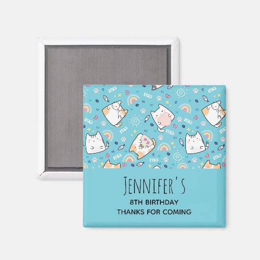 かわいい猫パターンお洒落誕生日 マグネット (正面/裏面)