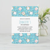 かわいい猫パターンお洒落誕生日 招待状 (スタンド正面)