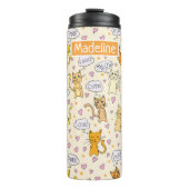 かわいい猫パターンの名前を追加 タンブラー (正面)