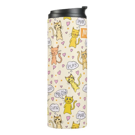 かわいい猫パターンの名前を追加 タンブラー (回転左)