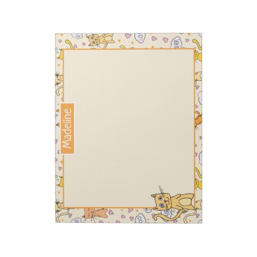 かわいい猫パターンの名前を追加 ノートパッド (回転)