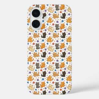 かわいい猫パターンの電話ケース iPhone 16ケース