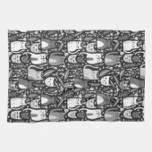 かわいい猫パターン植物性フローラ白黒 キッチンタオル (横)