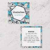 かわいい猫パターン漫画家グラフィックデザイナーおもしろい スクエア名刺 (正面/裏面)