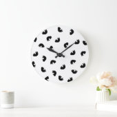 かわいい猫パターン白黒 ラージ壁時計 (ホーム)