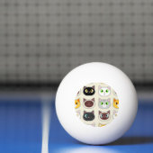 かわいい猫パターン 卓球ボール (ネット)