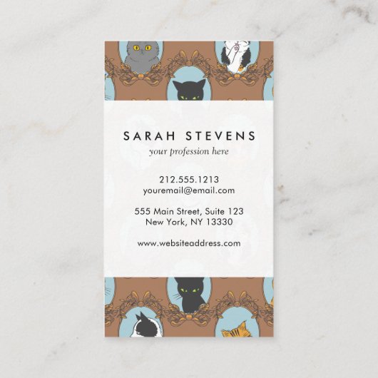 かわいい猫パターン 名刺 (裏面)