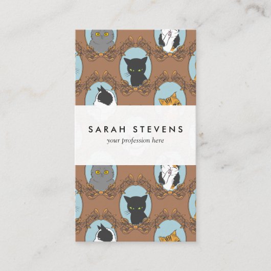 かわいい猫パターン 名刺 (正面)