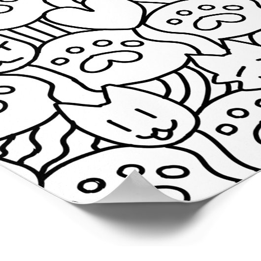 かわいい猫パットレンぬりえページポスター ポスター (角)