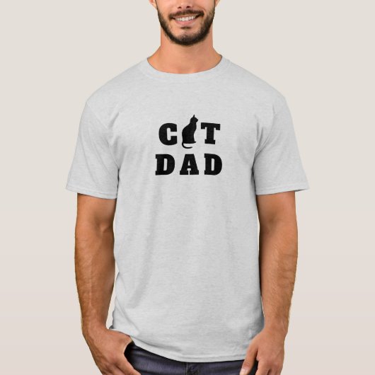 かわいい猫パパの影絵 Tシャツ (正面)