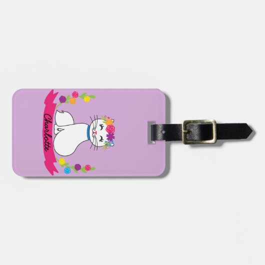 かわいい猫パーソナライズされたの手荷物 ラゲッジタグ (正面横)