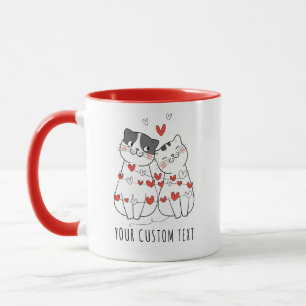 かわいい猫パーソナライズされたカップルのバレンタインデー マグカップ