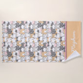 かわいい猫パーソナライズされたビーチタオル ビーチタオル (正面)