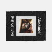 かわいい猫パーソナライズされたペットの写真名カスタム名 フリースブランケット (正面(横))