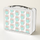 かわいい猫パーソナライズされた名前をカスタムするメタルランチボックス メタルランチボックス (裏面)