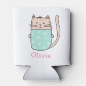 かわいい猫パーソナライズされた名前をカスタムする 缶クーラー (裏面)