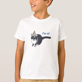 かわいい猫パーティーハット誕生日エージTシャツ Tシャツ