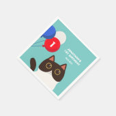かわいい猫パーティー風船 子供の誕生日 スタンダードカクテルナプキン (角)