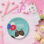 かわいい猫パーティー風船 子供の誕生日 ペーパープレート (パーティー)