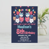 かわいい猫パーフェクトパーティー猫誕生日 招待状 (スタンド正面)