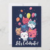 かわいい猫パーフェクトパーティー猫誕生日 招待状 (裏面)