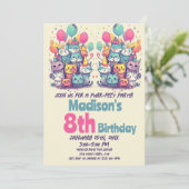 かわいい猫パーフェクトパーティー猫誕生日 招待状 (スタンド正面)