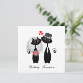 かわいい猫ヒップスター花嫁と花婿パーフェクト! 招待状 (スタンド正面)