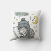 かわいい猫ビニー枕 – 「おやすみ」デコール クッション (裏面)
