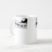 かわいい猫ピアノ音楽記号ピアニストねこ コーヒーマグカップ (正面左)