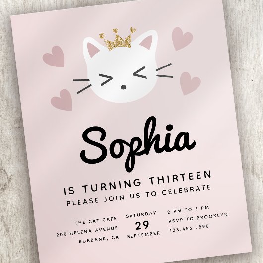 かわいい猫ピンクのバジェット誕生日パーティー