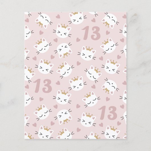 かわいい猫ピンクのバジェット誕生日パーティー (裏面)
