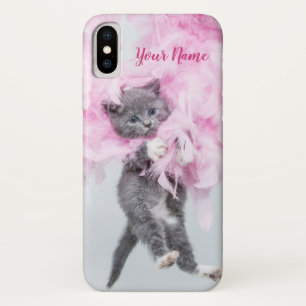 かわいい猫ピンクのプルーム iPhone X ケース