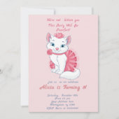 かわいい猫ピンクの女の子の誕生日の招待。 招待状 (正面)