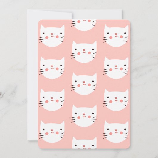 かわいい猫ピンクの誕生日パーティー 招待状 (裏面)