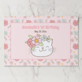 かわいい猫ピンクフローラ名涙ぐれ紙ランチョンマット ペーパーパッド (正面)