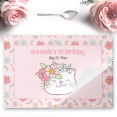 かわいい猫ピンクフローラ名涙ぐれ紙ランチョンマット ペーパーパッド