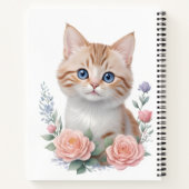 かわいい猫ピンクフローラ ノートブック (裏面)