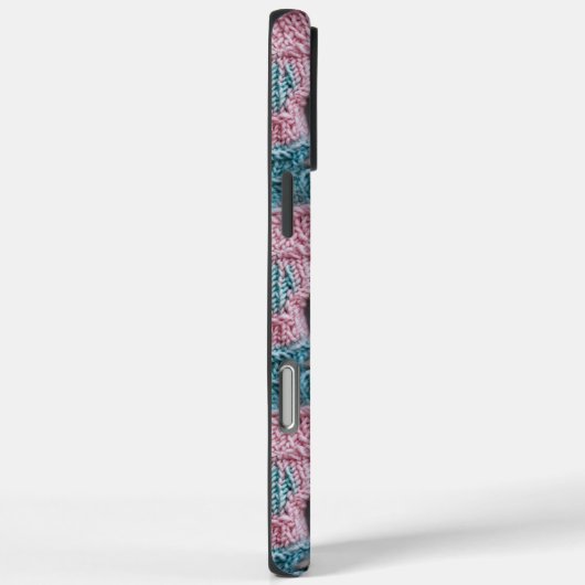 かわいい猫ピンクブルー編み物 ガーリー Case-Mate iPhoneケース (裏面 / 右)