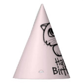 かわいい猫ピーキングピンク誕生日 パーティーハット (左)